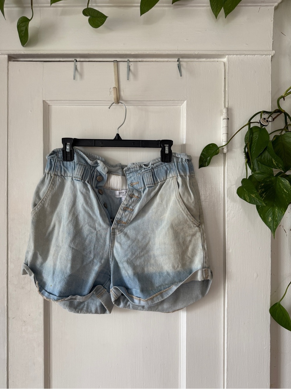 Wax Jean Light Blue Paperbag Waist Denim Shorts size L